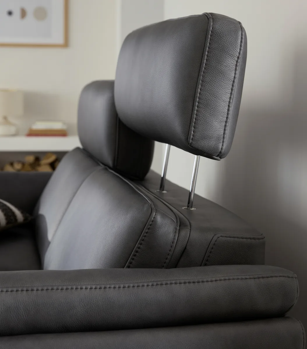 Sofa Atella - 3-Sitzer inkl. motorischer Relax- und Kopfteilverstellung, Leder, Anthrazit – Bild 3
