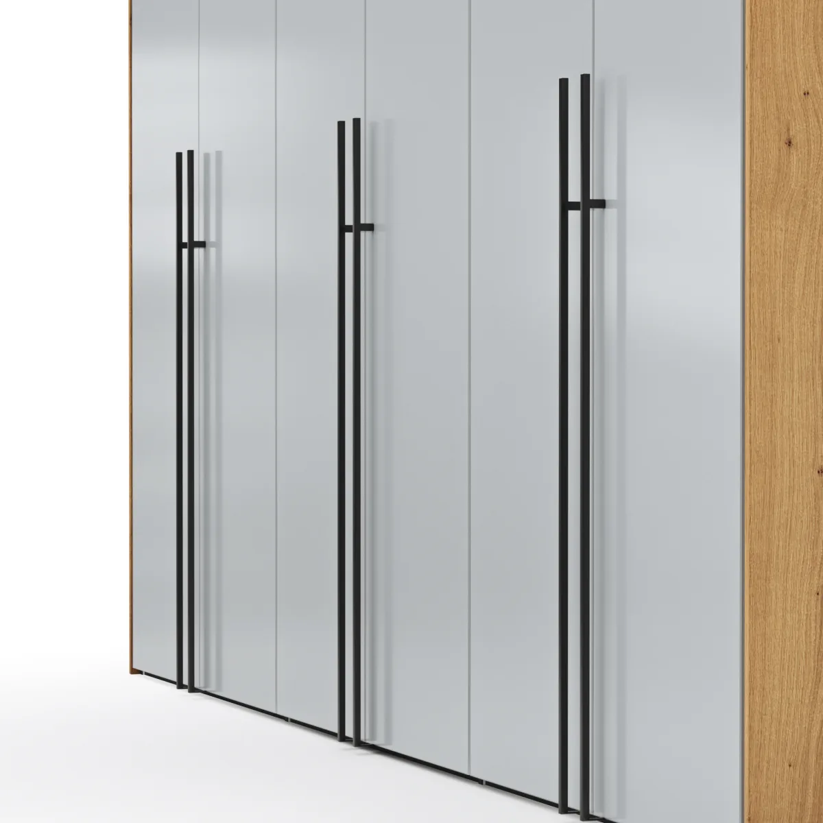 Drehtürenschrank Colorado - B ca. 307 cm, Glas, Hellgrau matt – Bild 3