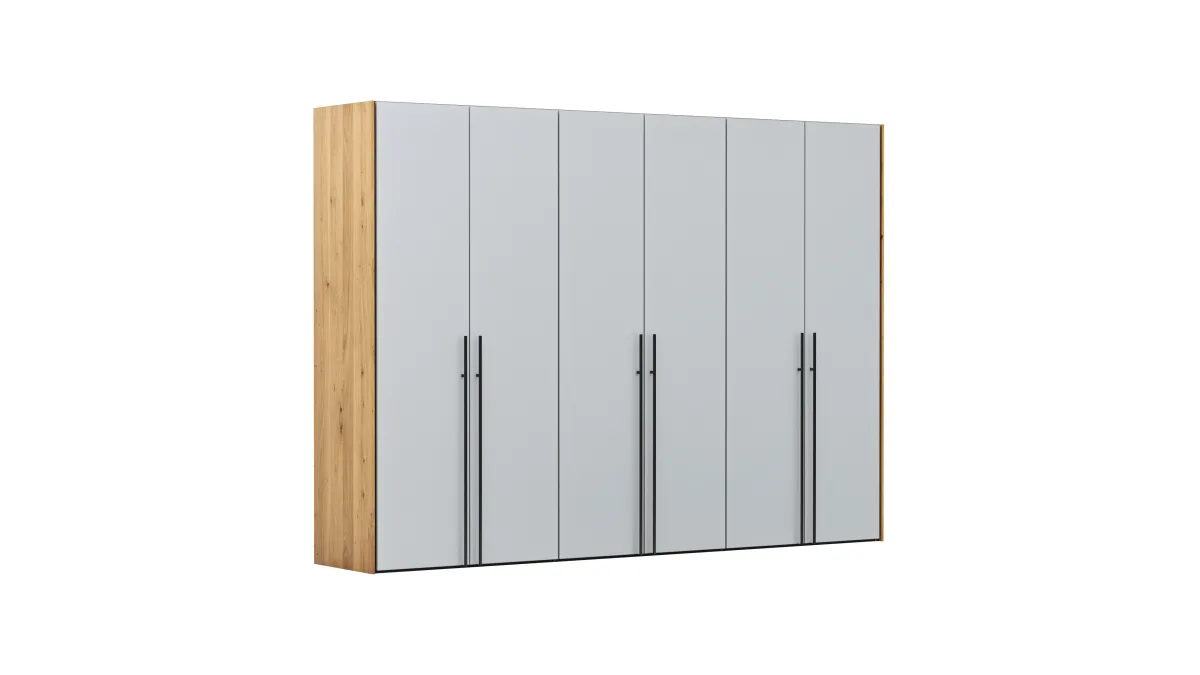 Drehtürenschrank Colorado - B ca. 307 cm, Glas, Hellgrau matt – Bild 2