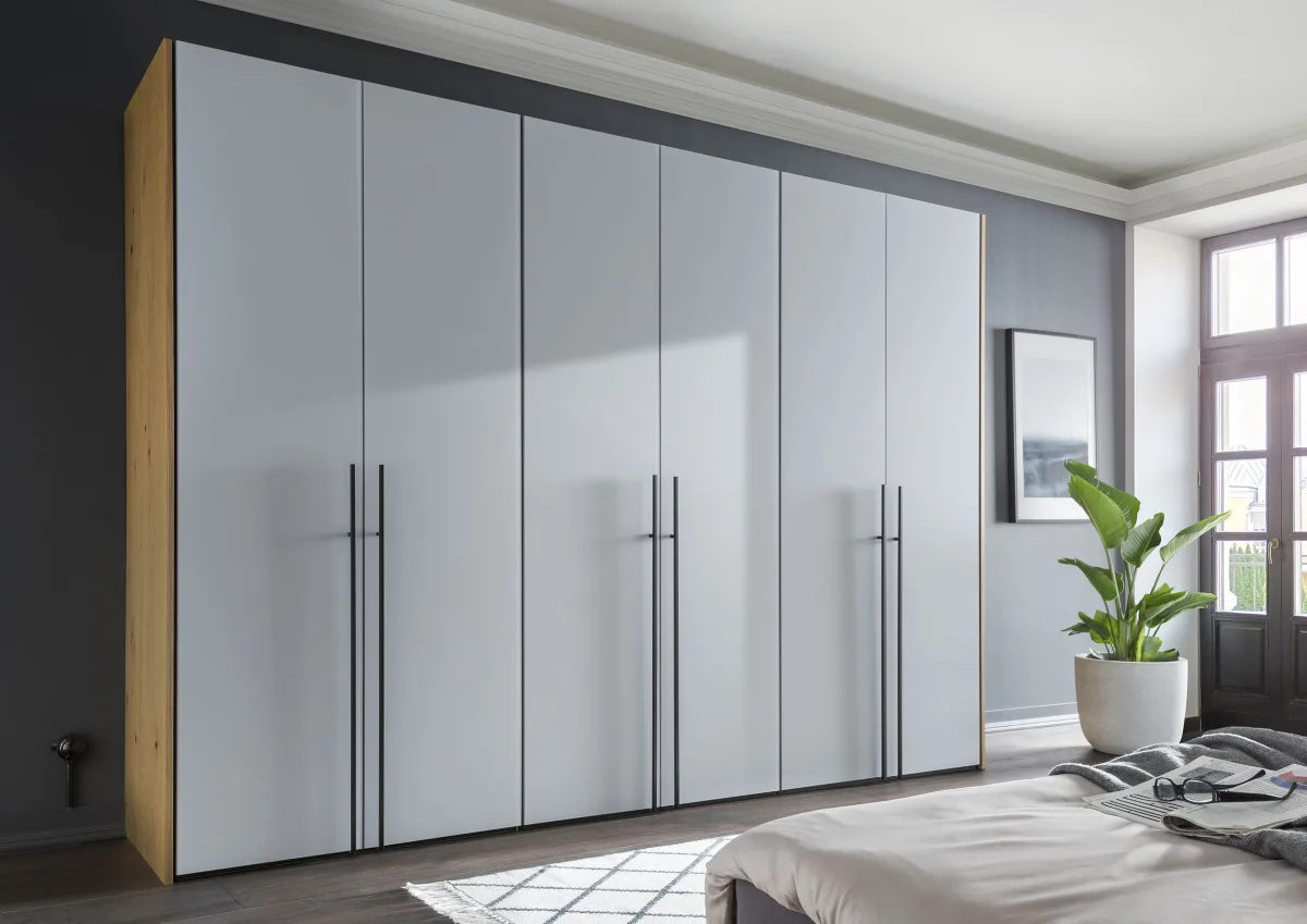 Drehtürenschrank Colorado - B ca. 307 cm, Glas, Hellgrau matt – Bild 5
