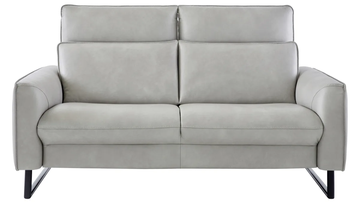 Sofa Avela - 2-Sitzer inkl. Kopfteil verstellbar, Leder, Steingrau – Bild 2