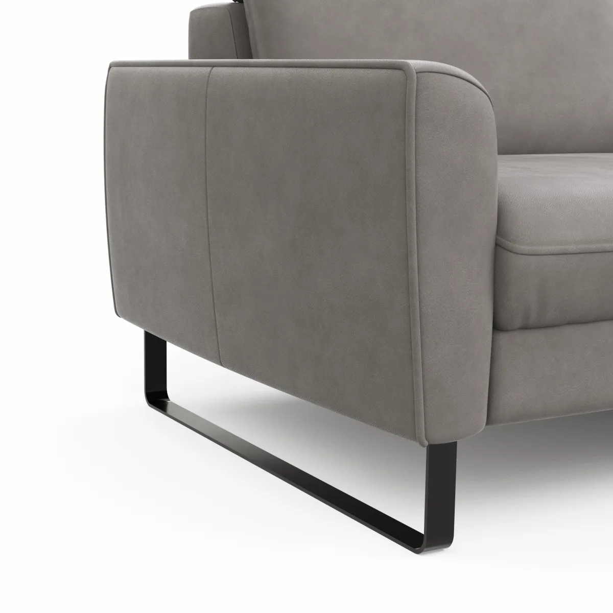 Sofa Avela - 2-Sitzer inkl. Kopfteil verstellbar, Leder, Steingrau – Bild 3