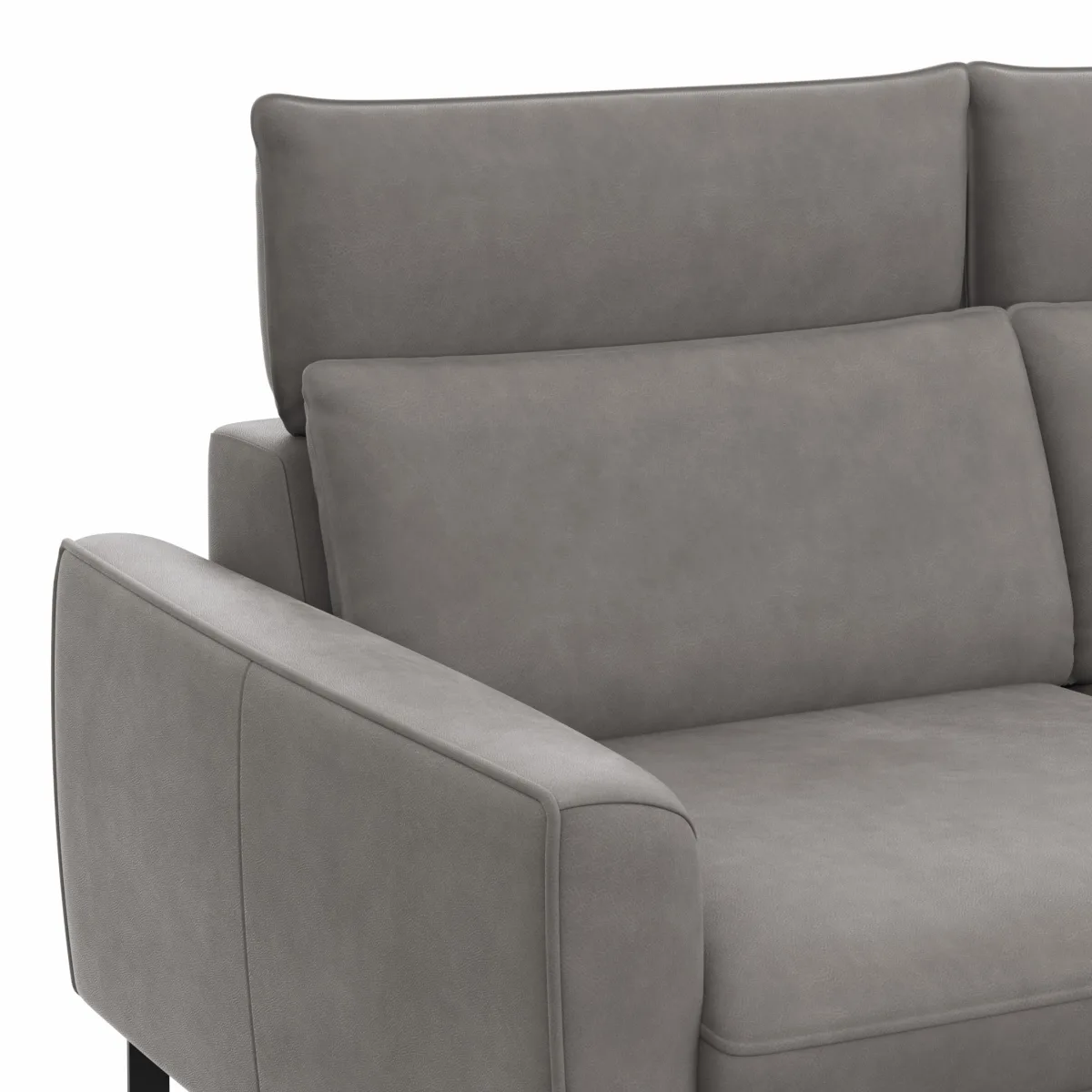Sofa Avela - 2-Sitzer inkl. Kopfteil verstellbar, Leder, Steingrau – Bild 4