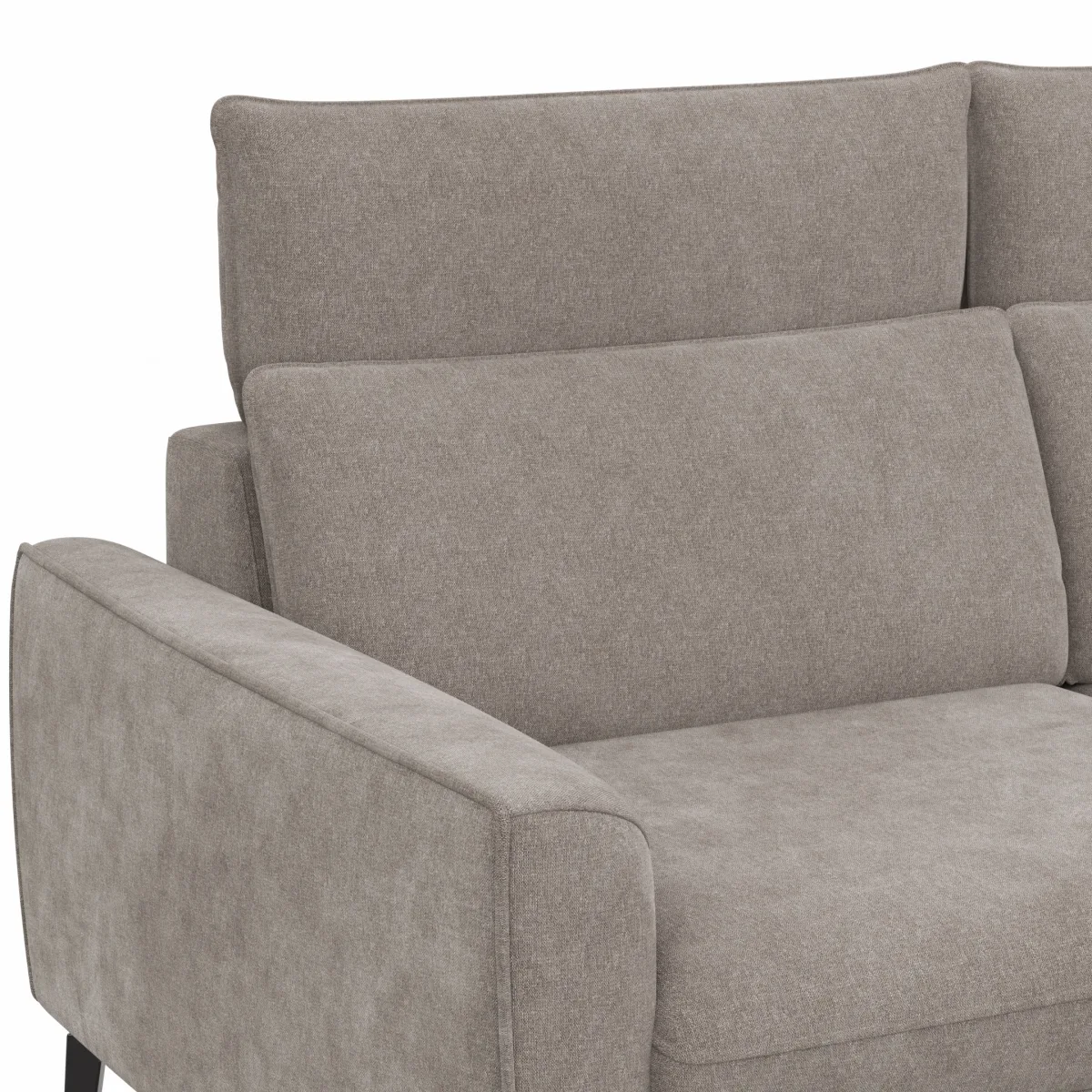 Ecksofa Avela - 2,5-Sitzer mit Longchair rechts inkl. Kopfteile verstellbar, Stoff, Bisquit – Bild 3