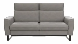 Sofa Avela - 2-Sitzer inkl. Sitzvorzug motorisch und Kopfteil verstellbar, Leder, Steingrau
