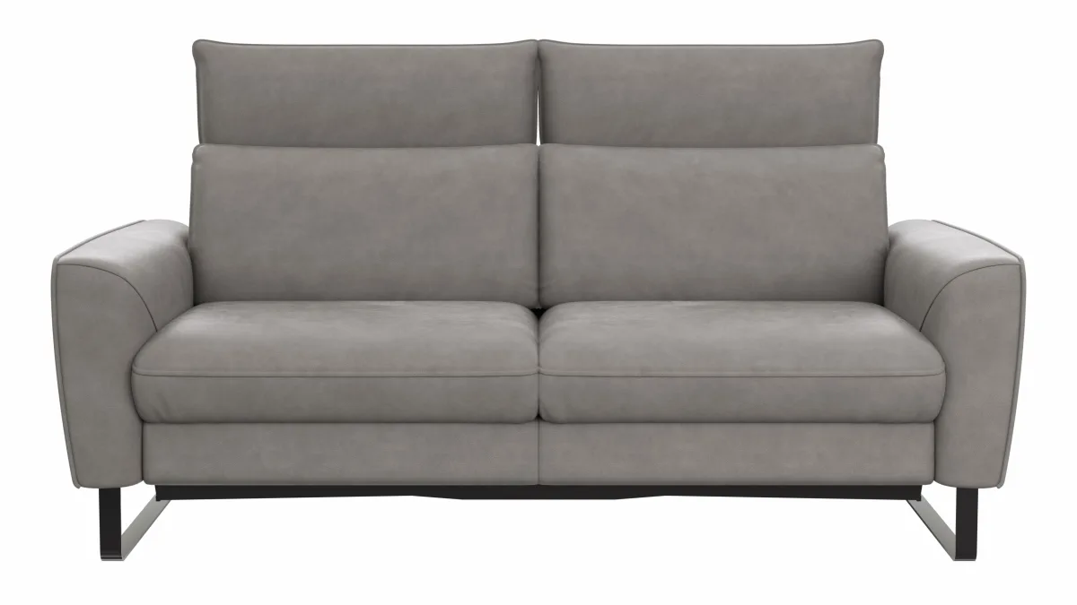 Sofa Avela - 2-Sitzer inkl. Sitzvorzug motorisch und Kopfteil verstellbar, Leder, Steingrau