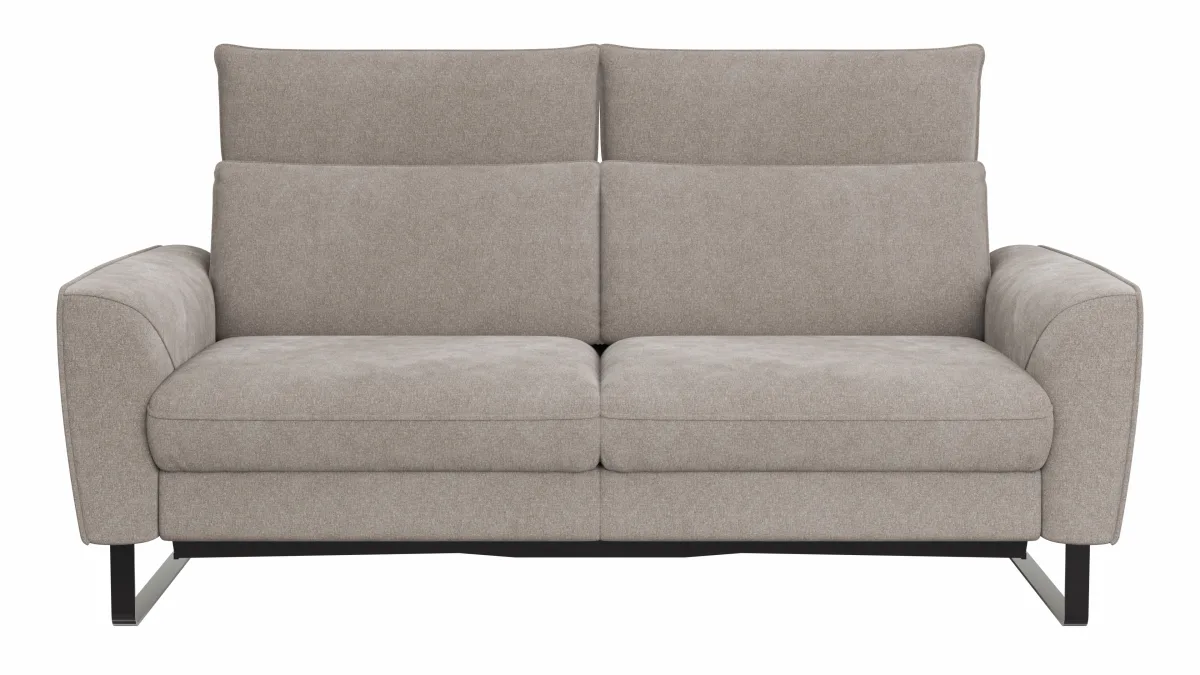 Sofa Avela - 2-Sitzer inkl. Sitzvorzug motorisch und Kopfteil verstellbar, Stoff, Bisquit