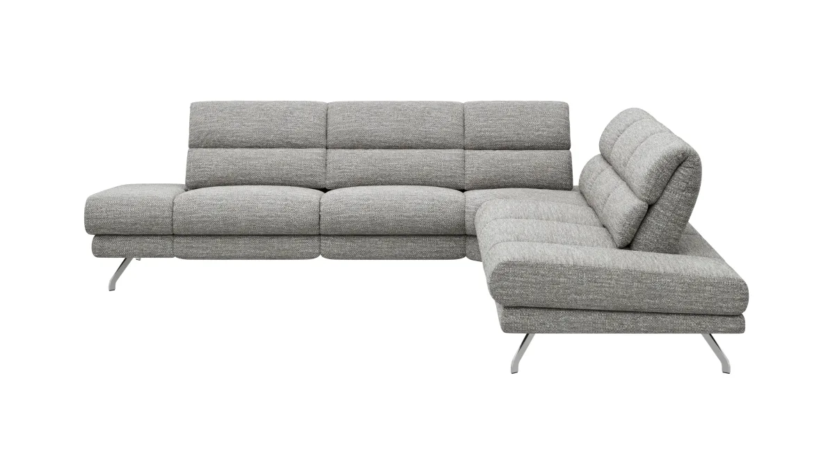 Ecksofa San Fernando – Ecke links mit 2-Sitzer, Armlehne verstellbar, Rückenlehne/Sitztiefe verstellbar, Stoff, Grau – Bild 2
