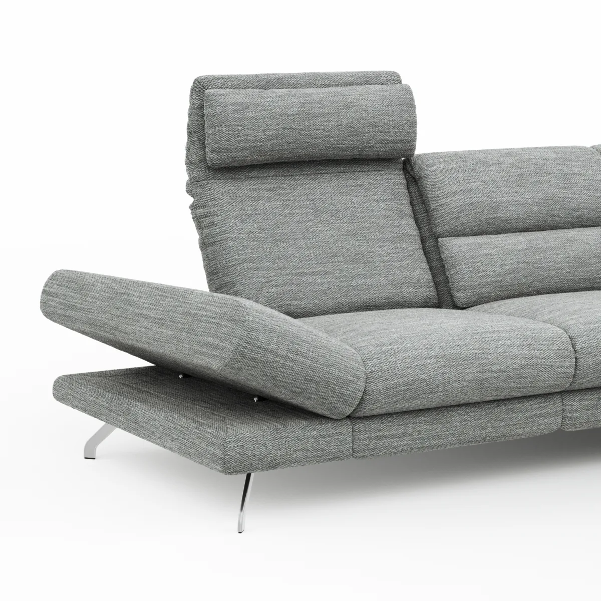 Ecksofa San Fernando – Ecke links mit 2-Sitzer, Armlehne verstellbar, Rückenlehne/Sitztiefe verstellbar, Stoff, Eisblau – Bild 3
