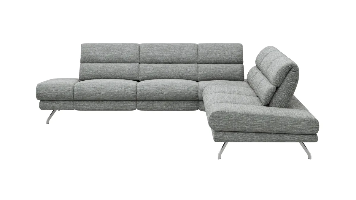 Ecksofa San Fernando – Ecke links mit 2-Sitzer, Armlehne verstellbar, Rückenlehne/Sitztiefe verstellbar, Stoff, Eisblau – Bild 2