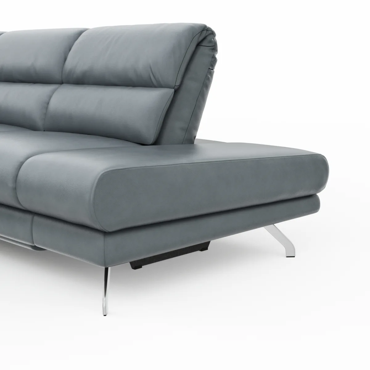 Ecksofa San Fernando - 2-Sitzer mit Ecke rechts, Armlehne verstellbar, Rückenlehne/Sitztiefe verstellbar, Relaxfunktion motorisch, Leder, Eisenrau – Bild 4