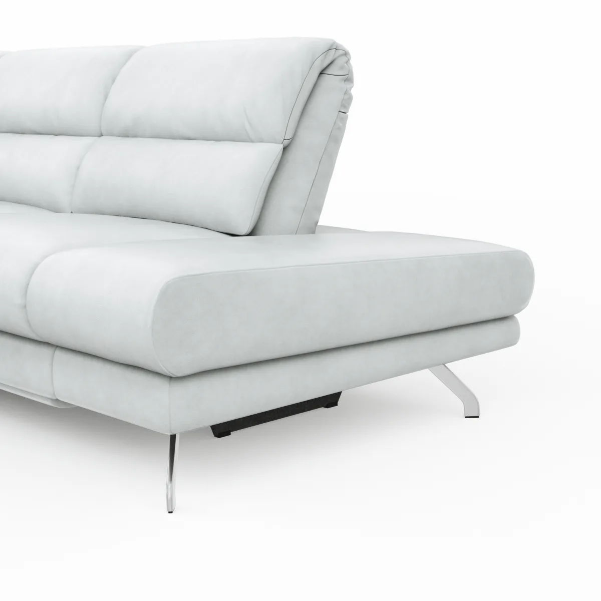 Ecksofa San Fernando - 2-Sitzer mit Ecke rechts, Armlehne verstellbar, Rückenlehne/Sitztiefe verstellbar, Relaxfunktion motorisch, Leder, Eisblau – Bild 4