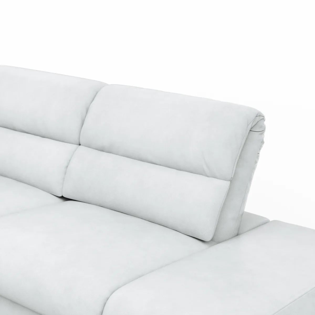 Ecksofa San Fernando - 2-Sitzer mit Ecke rechts, Armlehne verstellbar, Rückenlehne/Sitztiefe verstellbar, Relaxfunktion motorisch, Leder, Eisblau – Bild 3