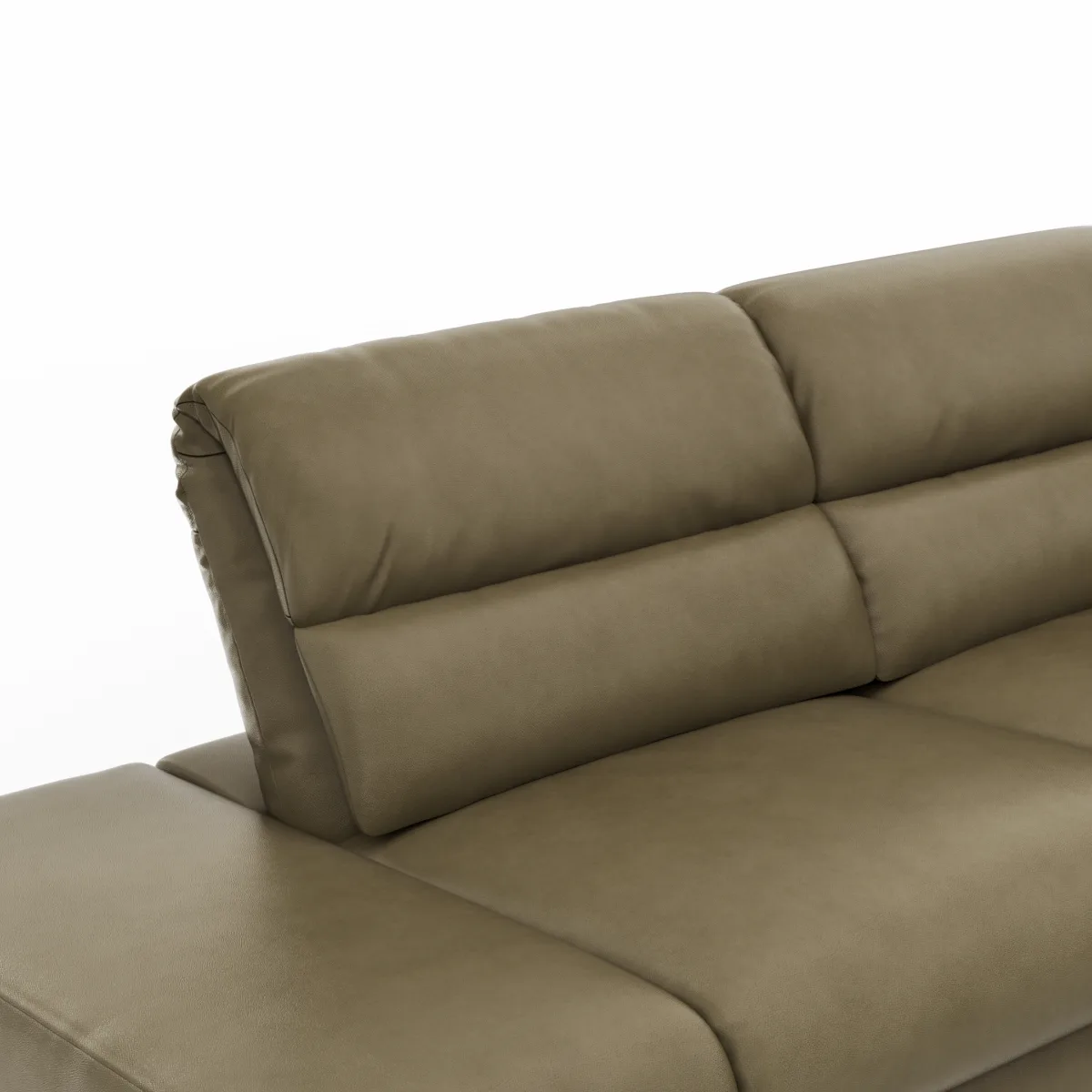 Ecksofa San Fernando – Ecke links mit 2-Sitzer, Armlehne verstellbar, Rückenlehne/Sitztiefe verstellbar, Relaxfunktion motorisch, Leder, Braungrün – Bild 3