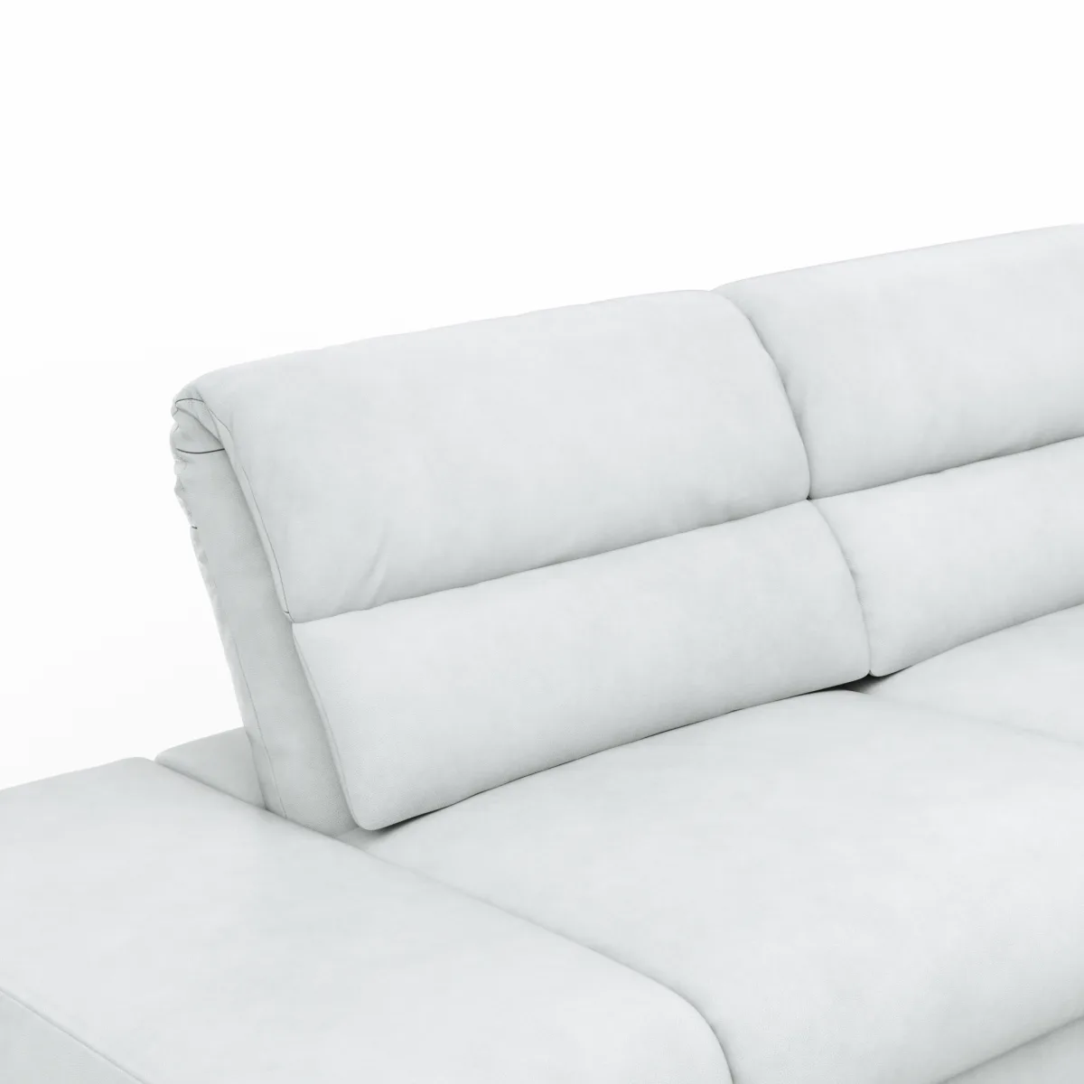 Ecksofa San Fernando – Ecke links mit 2-Sitzer, Armlehne verstellbar, Rückenlehne/Sitztiefe verstellbar, Relaxfunktion motorisch, Leder, Eisblau – Bild 3