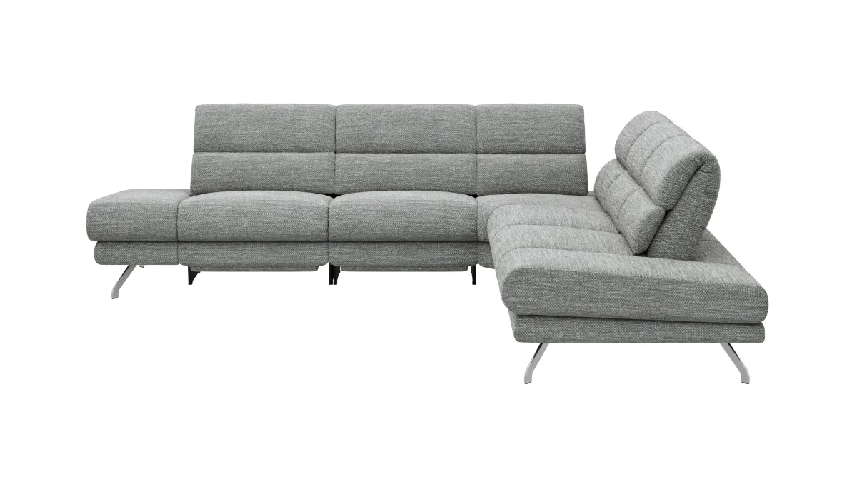 Ecksofa San Fernando – Ecke links mit 2-Sitzer, Armlehne verstellbar, Rückenlehne/Sitztiefe verstellbar, Relaxfunktion motorisch, Stoff, Eisblau – Bild 2