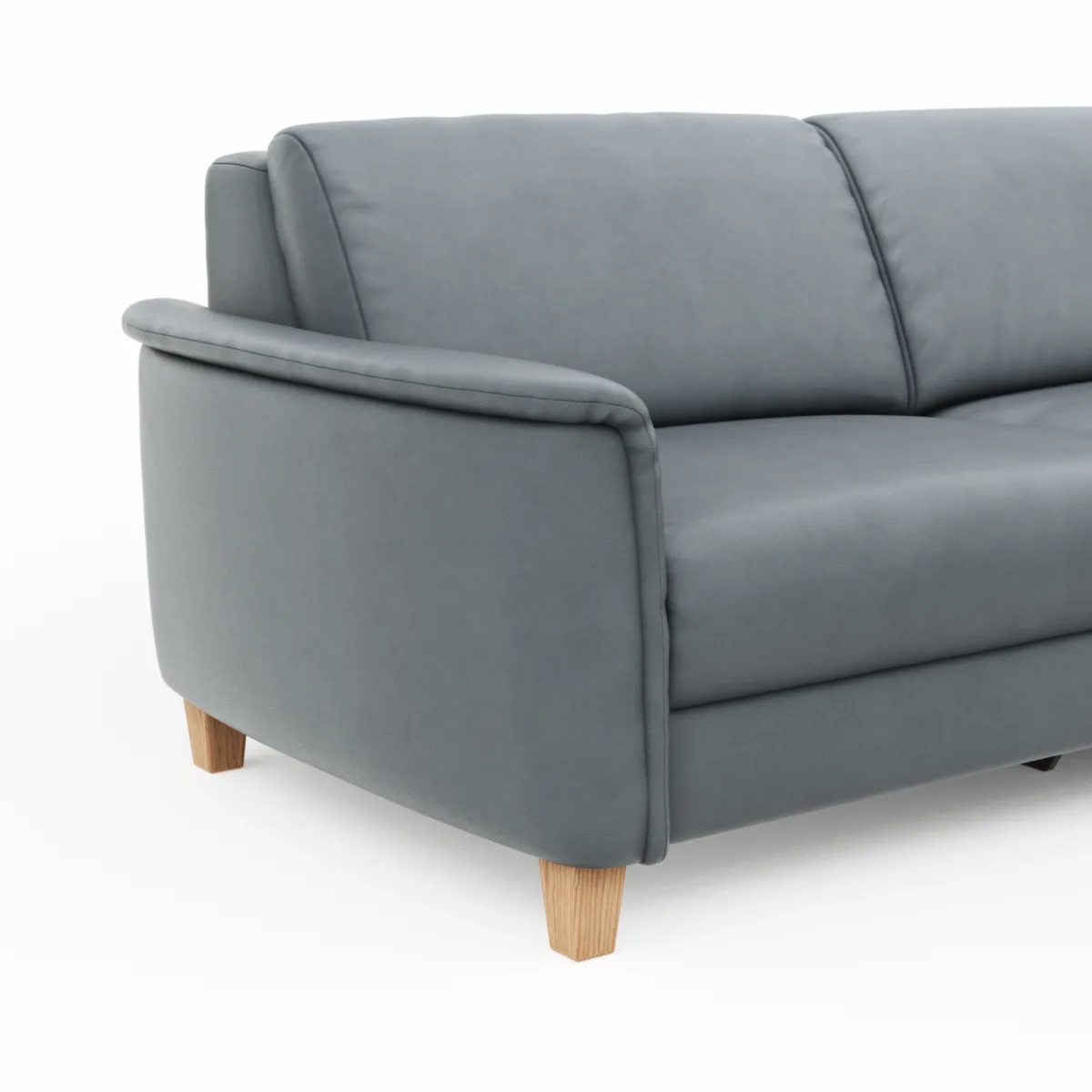 Ecksofa Mendoza - 2,5-Sitzer mit Longchair rechts, Relaxfunktion motorisch, Bettkasten, Leder, Eisengrau – Bild 4