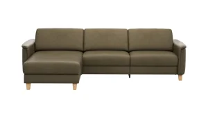 Alternative view of Ecksofa Mendoza – Longchair links mit 2,5-Sitzer, Relaxfunktion motorisch, Bettkasten, Leder, Braungrün