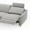 Ecksofa Mendoza – Longchair links mit 2,5-Sitzer, Relaxfunktion motorisch, Bettkasten, Stoff, Grau – Bild 3