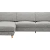 Ecksofa Mendoza – Longchair links mit 2,5-Sitzer, Relaxfunktion motorisch, Bettkasten, Stoff, Grau – Bild 2