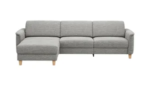 Alternative view of Ecksofa Mendoza – Longchair links mit 2,5-Sitzer, Relaxfunktion motorisch, Bettkasten, Stoff, Grau