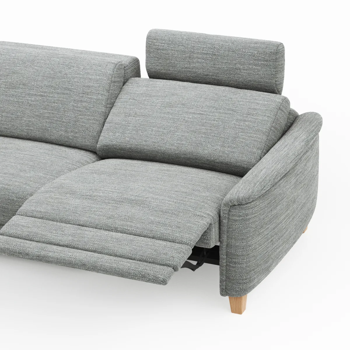 Ecksofa Mendoza – Longchair links mit 2,5-Sitzer, Relaxfunktion motorisch, Bettkasten, Stoff, Eisblau – Bild 3