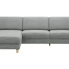 Ecksofa Mendoza – Longchair links mit 2,5-Sitzer, Relaxfunktion motorisch, Bettkasten, Stoff, Eisblau – Bild 2