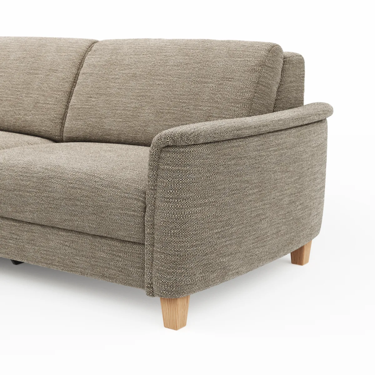 Ecksofa Mendoza – Longchair links mit 2,5-Sitzer, Relaxfunktion motorisch, Bettkasten, Stoff, Latte – Bild 4