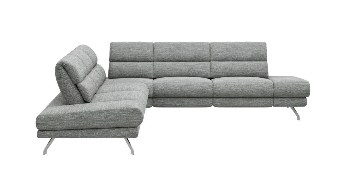 Ecksofa San Fernando - 2-Sitzer mit Ecke rechts, Armlehne verstellbar, Rückenlehne/Sitztiefe verstellbar, Stoff, Eisblau – Bild 2
