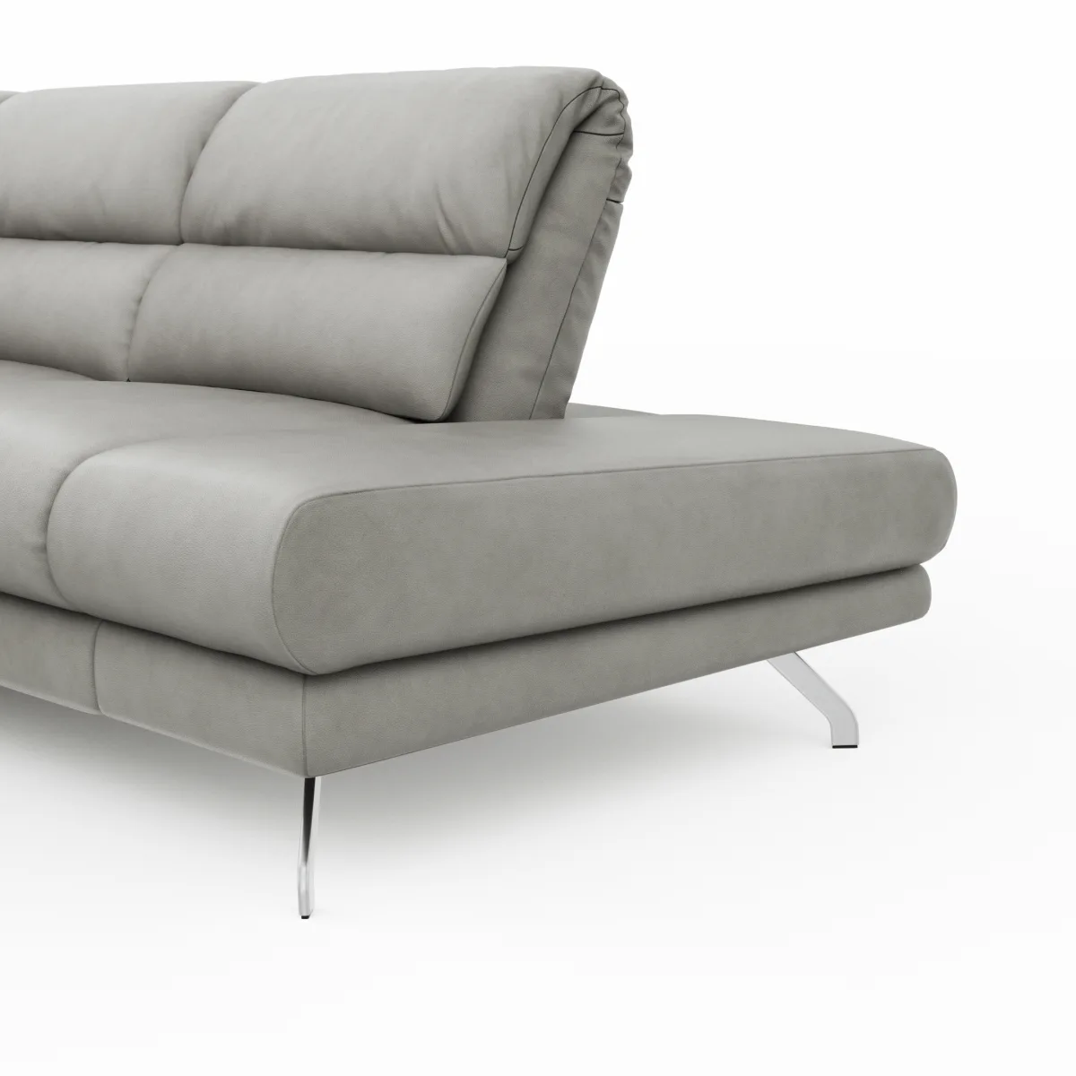 Ecksofa San Fernando - 2-Sitzer mit Ecke rechts, Armlehne verstellbar, Rückenlehne/Sitztiefe verstellbar, Leder, Steingrau – Bild 4