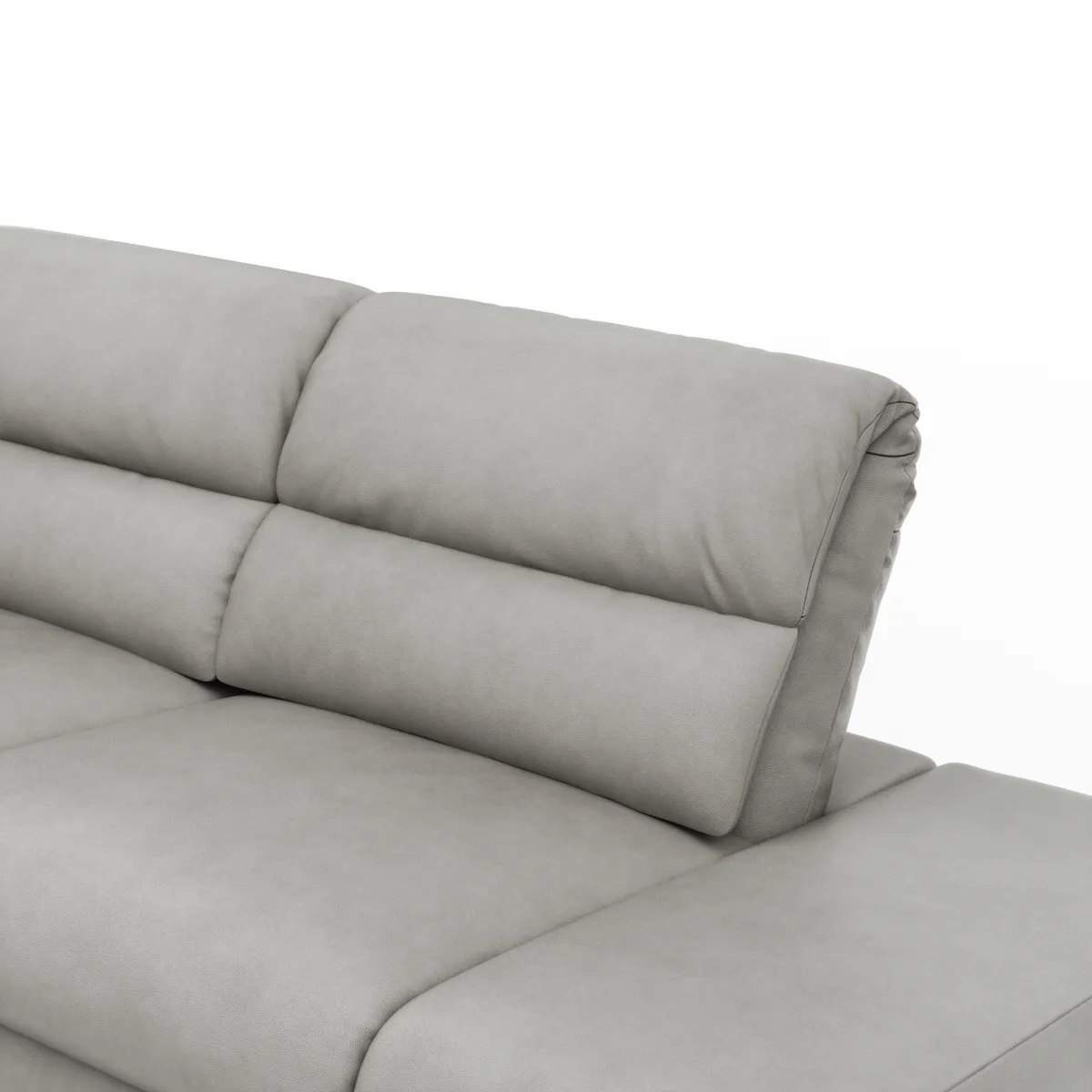 Ecksofa San Fernando - 2-Sitzer mit Ecke rechts, Armlehne verstellbar, Rückenlehne/Sitztiefe verstellbar, Leder, Steingrau – Bild 3