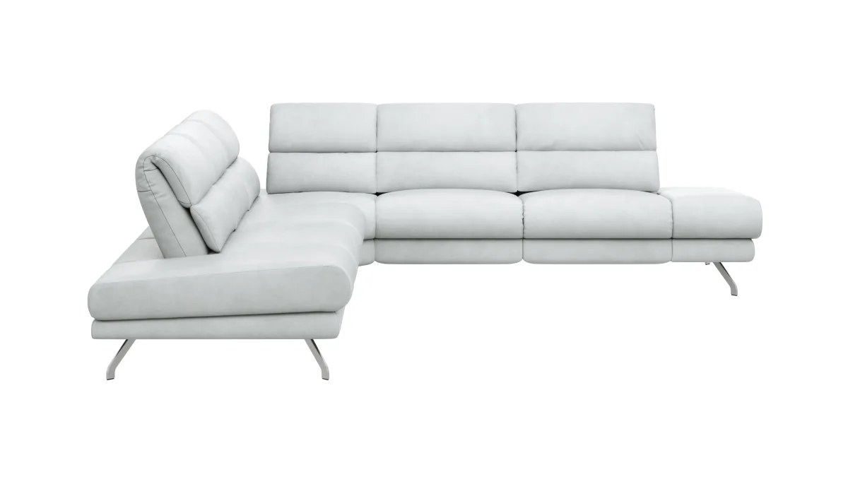 Ecksofa San Fernando - 2-Sitzer mit Ecke rechts, Armlehne verstellbar, Rückenlehne/Sitztiefe verstellbar, Leder, Eisblau – Bild 2