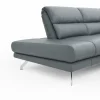 Ecksofa San Fernando – Ecke links mit 2-Sitzer, Armlehne verstellbar, Rückenlehne/Sitztiefe verstellbar, Leder, Eisengrau – Bild 4