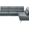 Ecksofa San Fernando – Ecke links mit 2-Sitzer, Armlehne verstellbar, Rückenlehne/Sitztiefe verstellbar, Leder, Eisengrau – Bild 2
