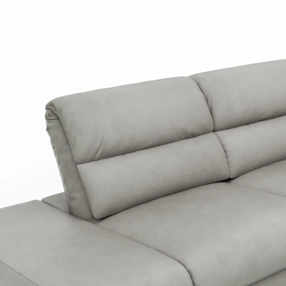 Ecksofa San Fernando – Ecke links mit 2-Sitzer, Armlehne verstellbar, Rückenlehne/Sitztiefe verstellbar,  Leder, Steingrau – Bild 4
