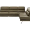 Ecksofa San Fernando – Ecke links mit 2-Sitzer, Armlehne verstellbar, Rückenlehne/Sitztiefe verstellbar,  Leder, Braungrün – Bild 2
