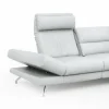 Ecksofa San Fernando – Ecke links mit 2-Sitzer, Armlehne verstellbar, Rückenlehne/Sitztiefe verstellbar, Leder, Eisblau – Bild 3
