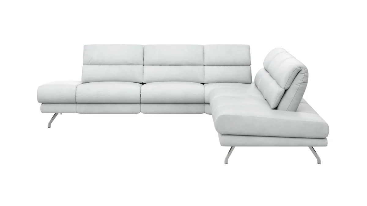 Ecksofa San Fernando – Ecke links mit 2-Sitzer, Armlehne verstellbar, Rückenlehne/Sitztiefe verstellbar, Leder, Eisblau – Bild 2