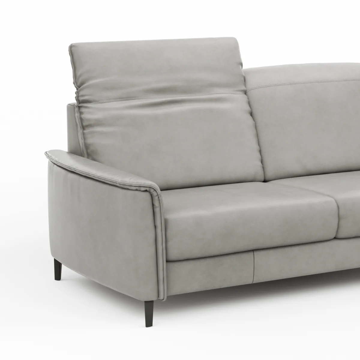 Sofa Bolivien - 2,5-Sitzer groß, Kopfteil verstellbar, Leder, Steingrau – Bild 4