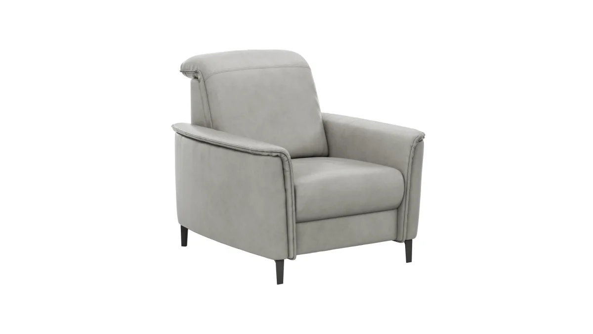 Sessel Bolivien - Kopfteil verstellbar, Leder, Steingrau – Bild 2