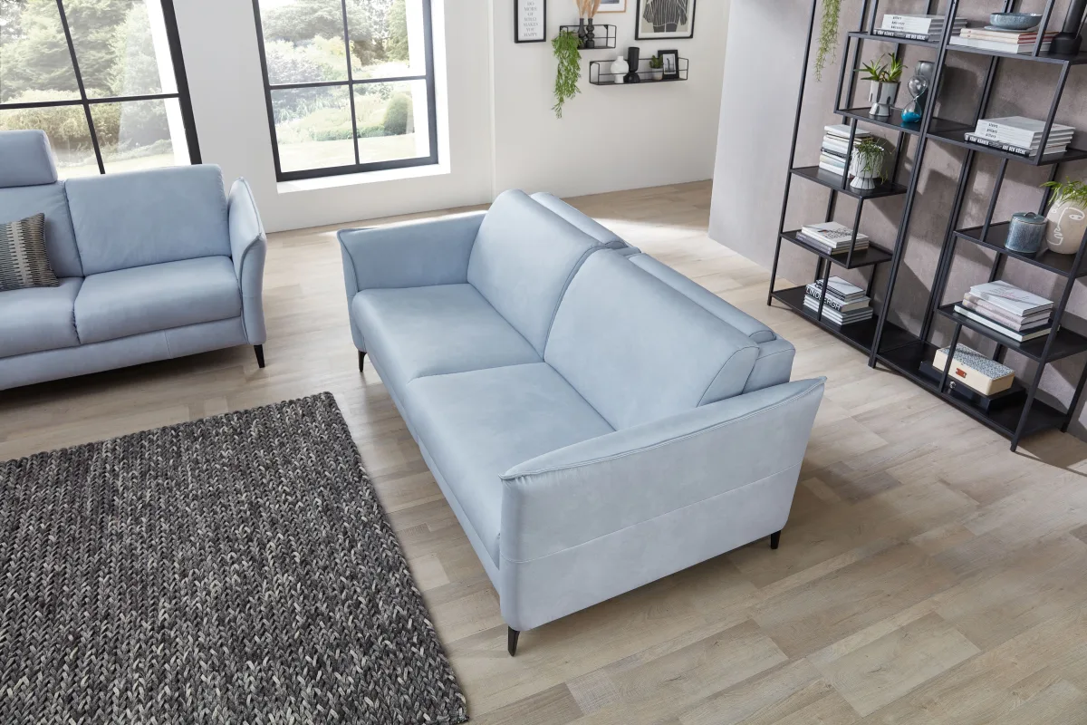Sofa Mendoza - 2,5-Sitzer, Relaxfunktion (motorisch), Armlehne verstellbar, Leder, Eisblau – Bild 5