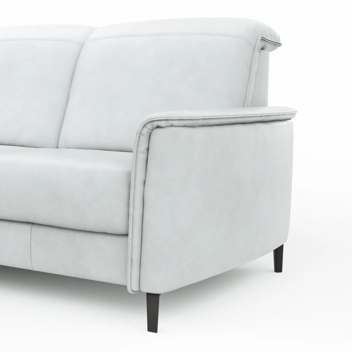 Ecksofa Bolivien - Longchair links mit 2,5-Sitzer, Kopfteil verstellbar, Leder, Eisblau – Bild 3