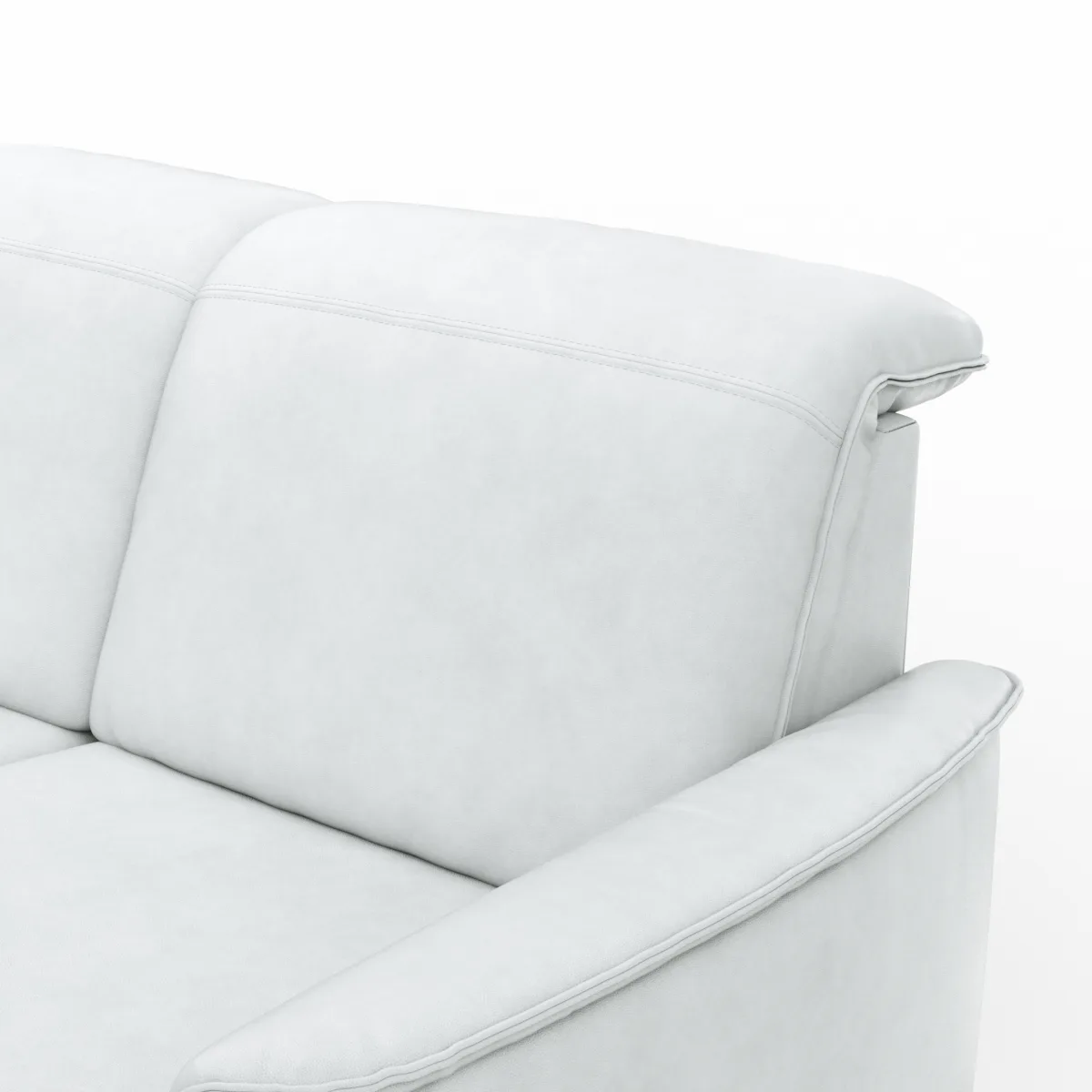 Ecksofa Bolivien - Longchair links mit 2,5-Sitzer, Kopfteil verstellbar, Leder, Eisblau – Bild 4