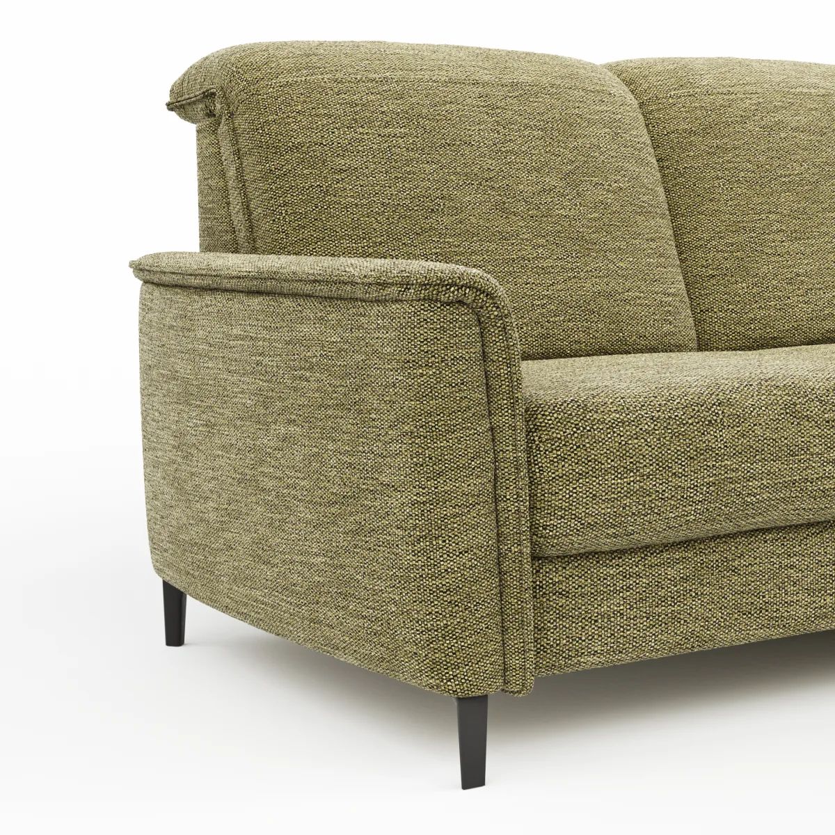 Ecksofa Bolivien - 2,5-Sitzer mit Longchair rechts, Kopfteil verstellbar, Stoff, Moos – Bild 4