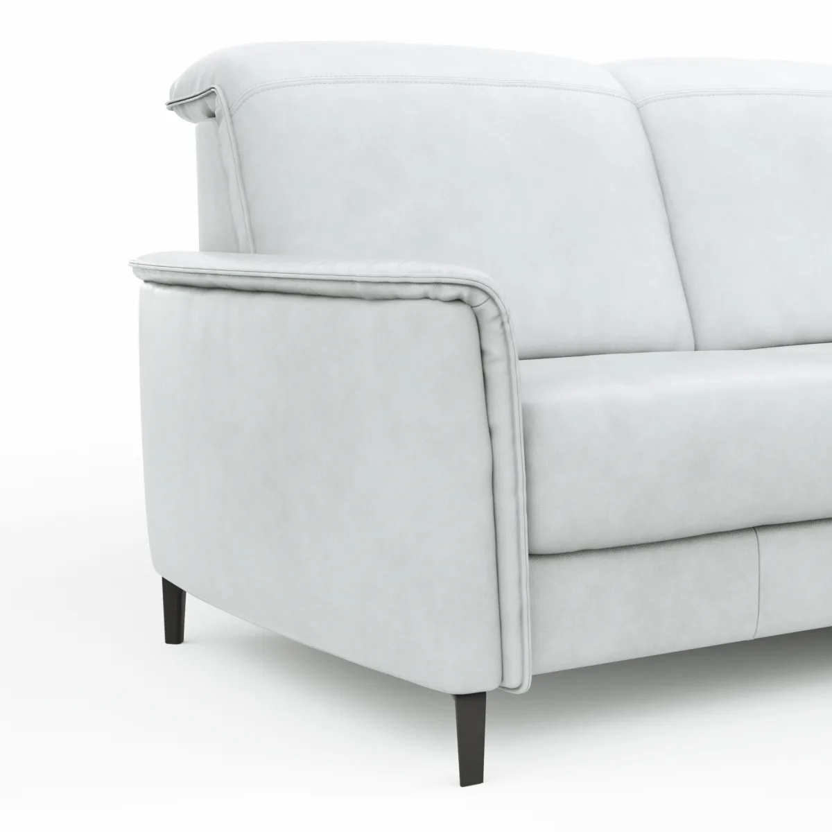 Ecksofa Bolivien - 2,5-Sitzer mit Longchair rechts, Kopfteil verstellbar, Leder Eisblau – Bild 4
