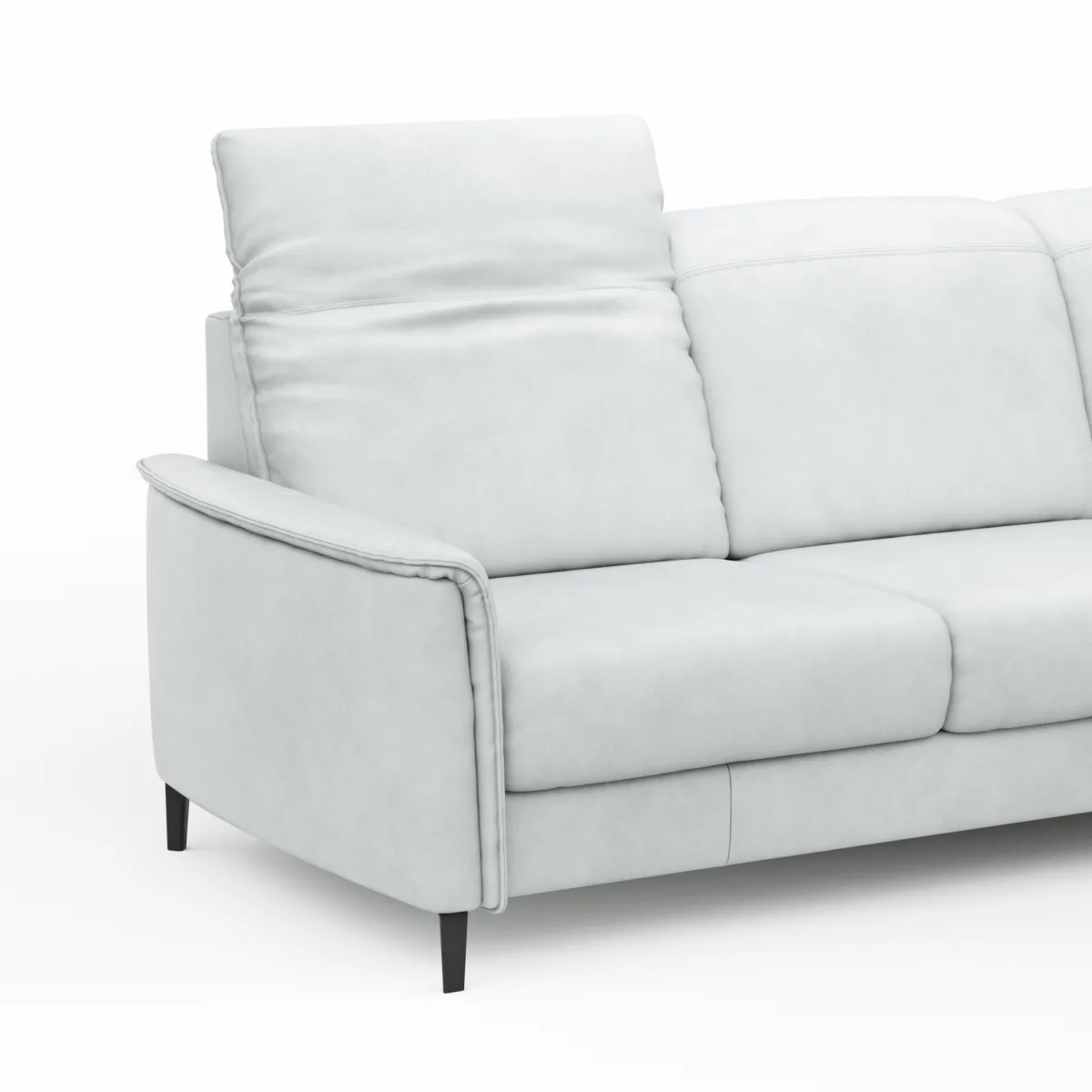 Ecksofa Bolivien - 2,5-Sitzer mit Longchair rechts, Kopfteil verstellbar, Leder Eisblau – Bild 3