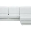 Ecksofa Bolivien - 2,5-Sitzer mit Longchair rechts, Kopfteil verstellbar, Leder Eisblau – Bild 2