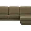 Ecksofa Bolivien - 2,5-Sitzer mit Longchair rechts, Kopfteil verstellbar, Leder Braungrün – Bild 2