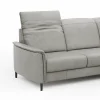 Ecksofa Bolivien - 2,5-Sitzer mit Longchair rechts, Kopfteil verstellbar, Leder Steingrau – Bild 3