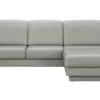 Ecksofa Bolivien - 2,5-Sitzer mit Longchair rechts, Kopfteil verstellbar, Leder Steingrau – Bild 2